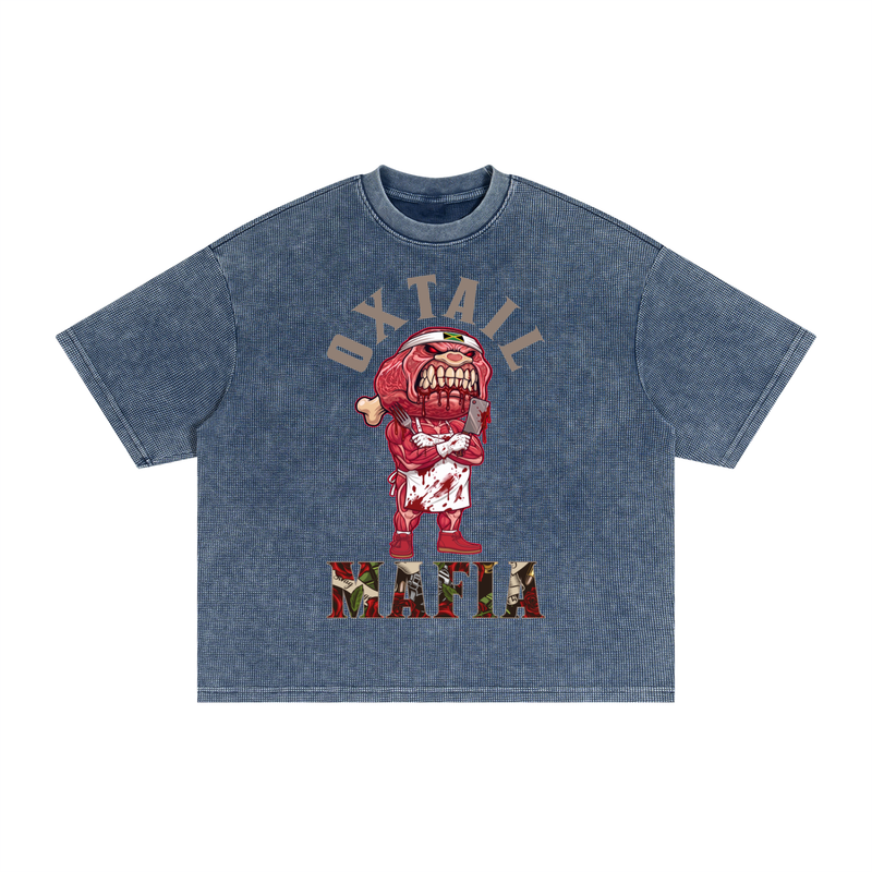 L.O.E.F Life Oxtail Mafia Textured Waffle Washed Boxy T-Shirt