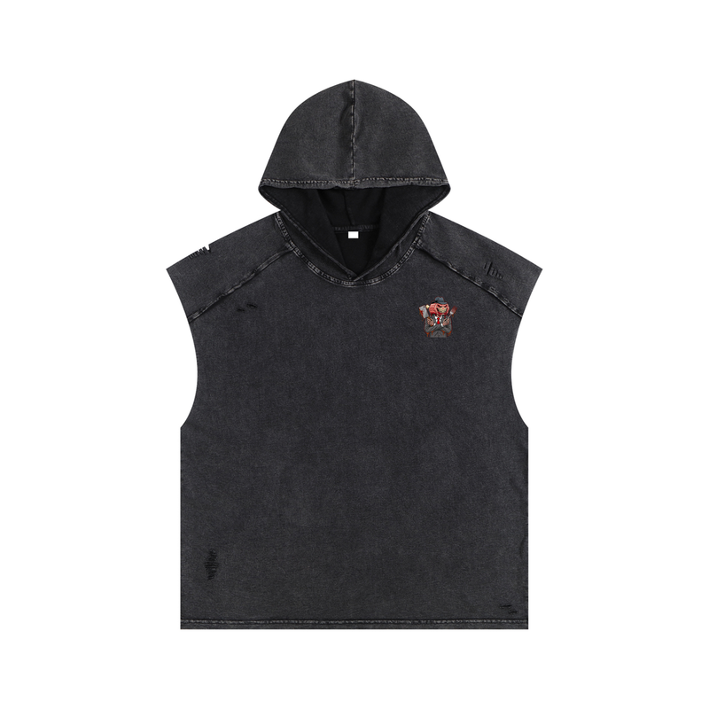 L.O.E.F. Life Oxtail Mafia Snow Washed Boxy Hooded Tank Top