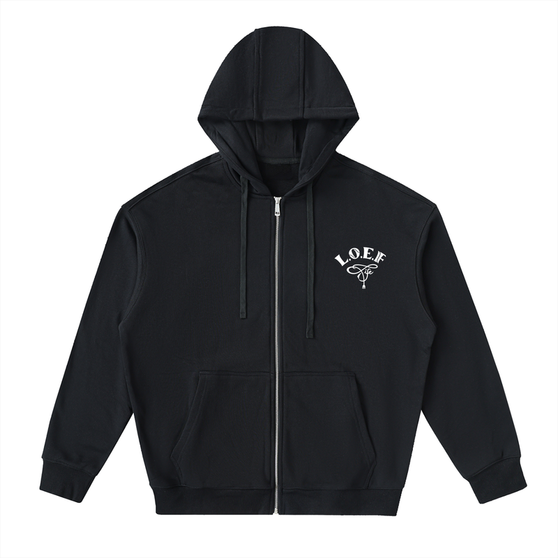 Drop-Shoulder Zip Up Hoodie