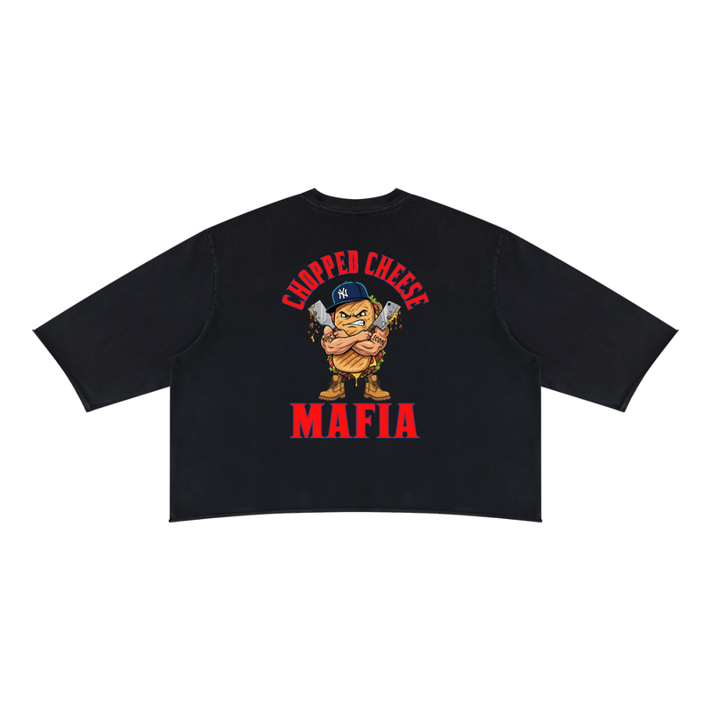 L.O.E.F. Life Chopped Cheese Unisex Mineral Wash Raw Hem Boxy T-Shirt