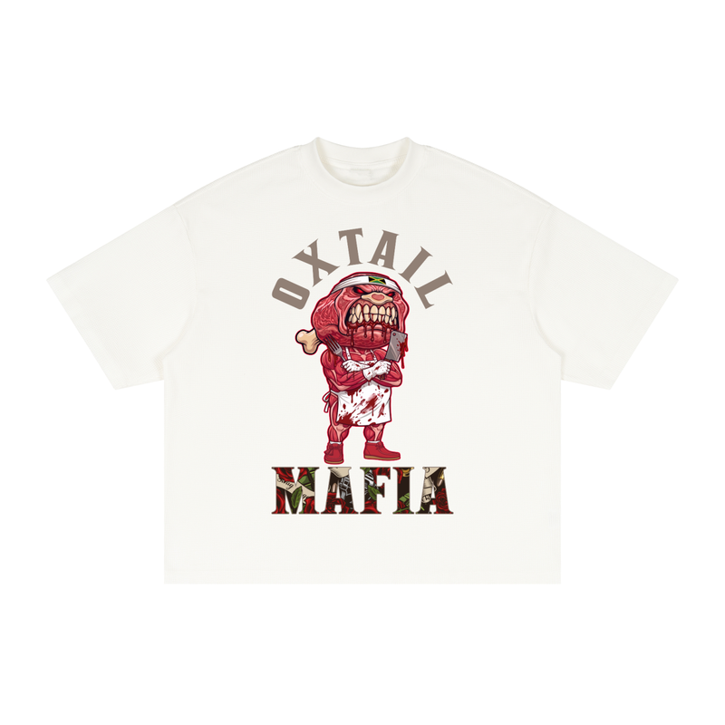 L.O.E.F Life Oxtail Mafia Textured Waffle Washed Boxy T-Shirt