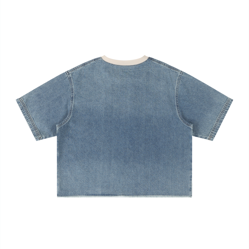 L.O.E.F Life Oxtail Killaz Unisex Vintage Wash Boxy Raw Hem Denim T-Shirt