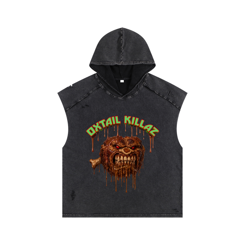 L.O.E.F. Life Oxtail Killaz Snow Washed Boxy Hooded Tank Top